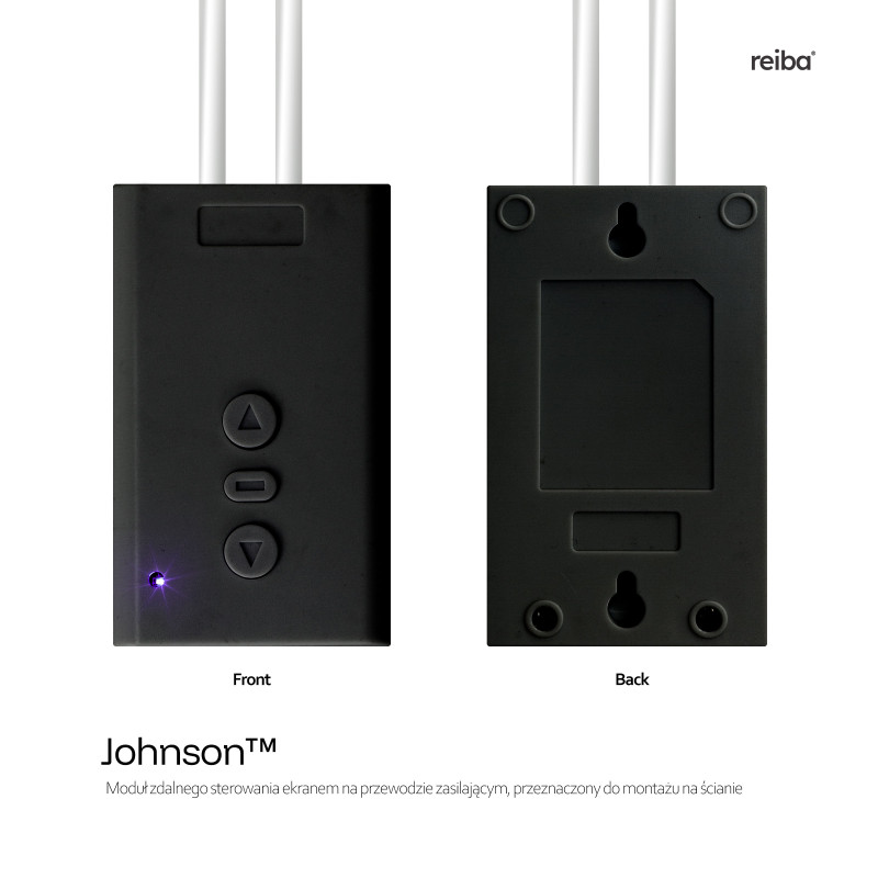 Black Johnson wall module with up/down cables and buttons, front and back
